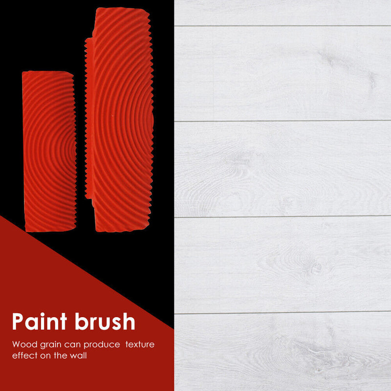 2pcs Rubber Imitation Wood Grain Paint Texture Roller Brush Wall Painting Sets