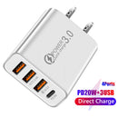 3 USB Port+PD20W Type-C Smartphone Charging Adapter Phone Power Supply Charger