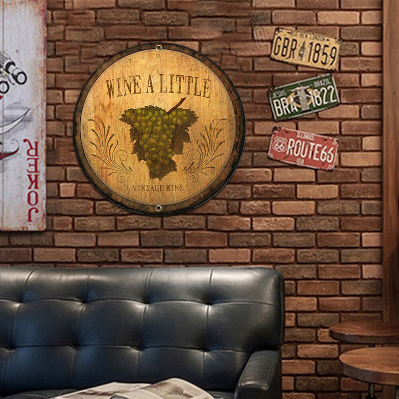 Wine Round Retro Metal Plate Tin Sign Plaque Poster for Bar Club Cafe Decor
