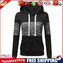 Stitching Women Long Sleeve Hit Color Autumn Leisure Hoodies (Black 2XL)