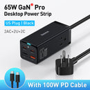 Baseus 65W GaN3 Pro Desktop Charger Power Strip Charging Station (Black) Newly