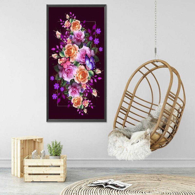5D Diamond Painting Flower Butterfly Full Round Drill Rhinestone DIY Decoration