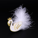Cute Kids Girls Hairpins Crown Feather Swan Hair Clips Jewelry Gift (White)
