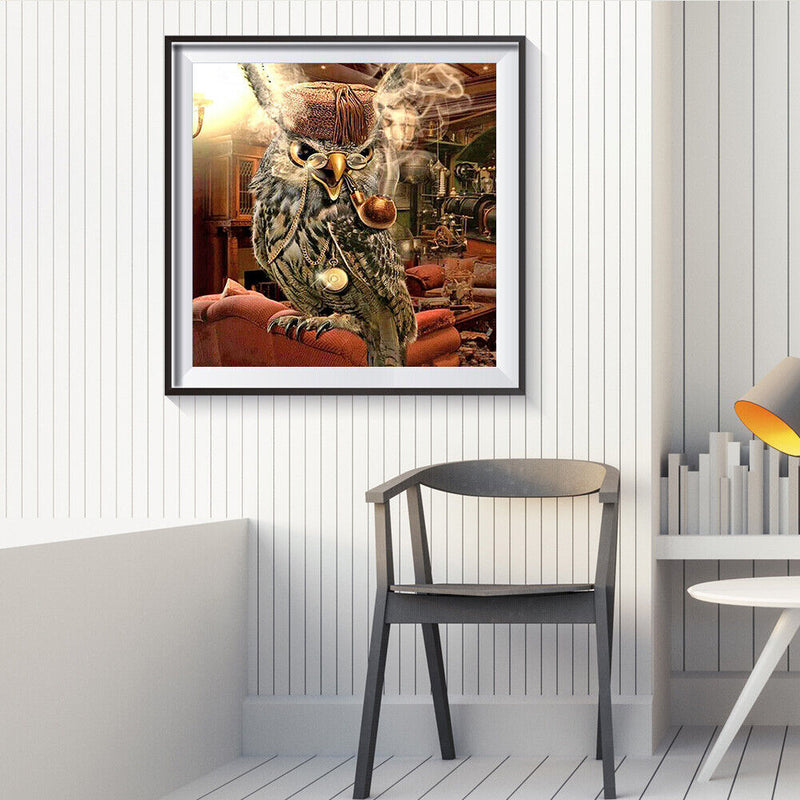 Frameless Owl in Cat Oil Paint By Numbers DIY Handmade Drawing On Canvas Kit
