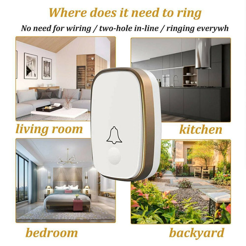 Waterproof 300M Remote Wireless Doorbell Door Bell Plug-in Chime Security Alarm