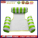 Striped Hammock with Armrest Pool Float Lounge for Water Relaxing (Green)