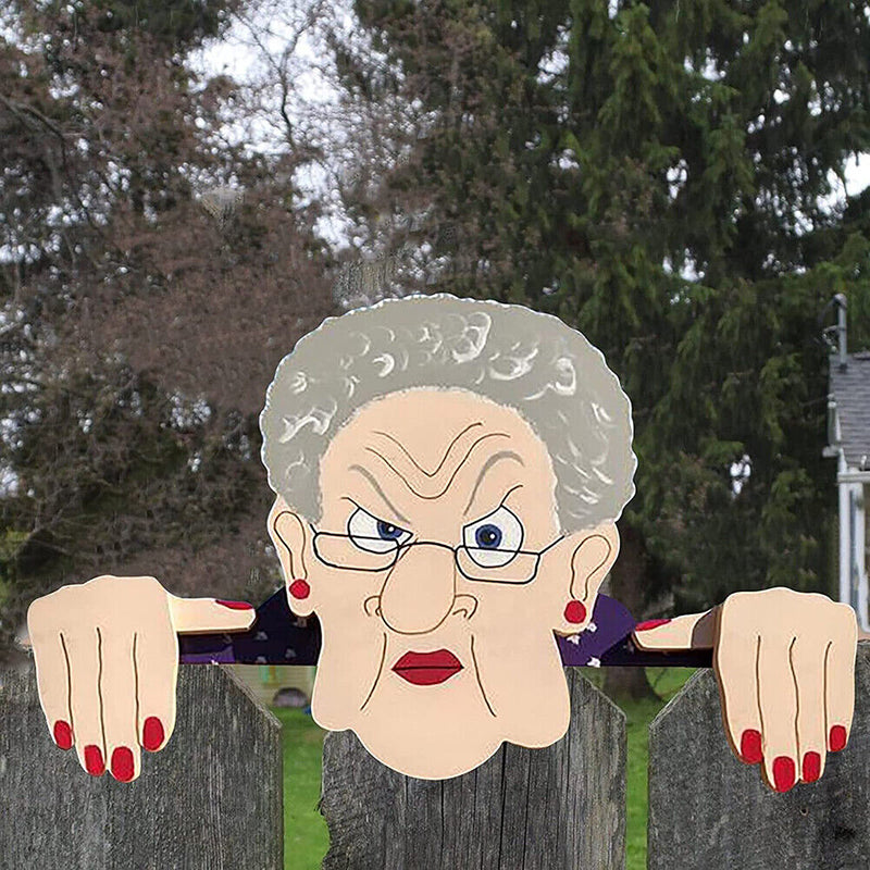 Garden Illustration Fence Decoration Wood Old Man/Lady Yard Art Sign (B) Newly