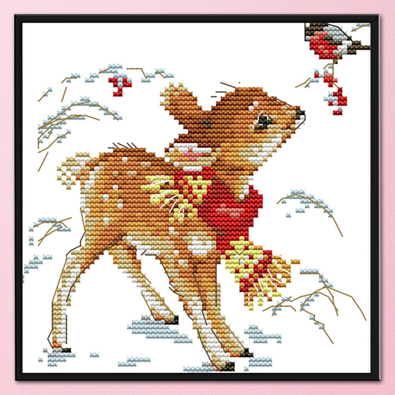 14CT Printed Partial Cross Stitch Handcraft Little Deer Artwork Wall Decor