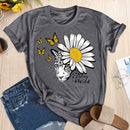 Daisy Butterfly Leopard Tea T-Shirt (Dark Grey XXL)