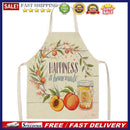 Happiness Kitchen Linen Apron Waterproof Home Cleaning Bib for Women Men Cook