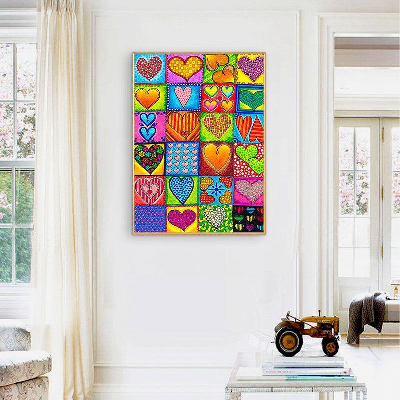 Abstract Hearts Oil Paint By Numbers Kits Canvas Picture Wall Art DIY Craft