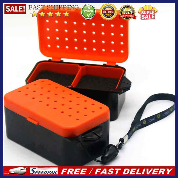 2 Compartments Live Bait Box Breathable Earthworm Red Worms Lure Storage Ca