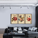3 Panels Wood Grain Flowers Oil Paint By Numbers Kits DIY Hand Painted Wall A