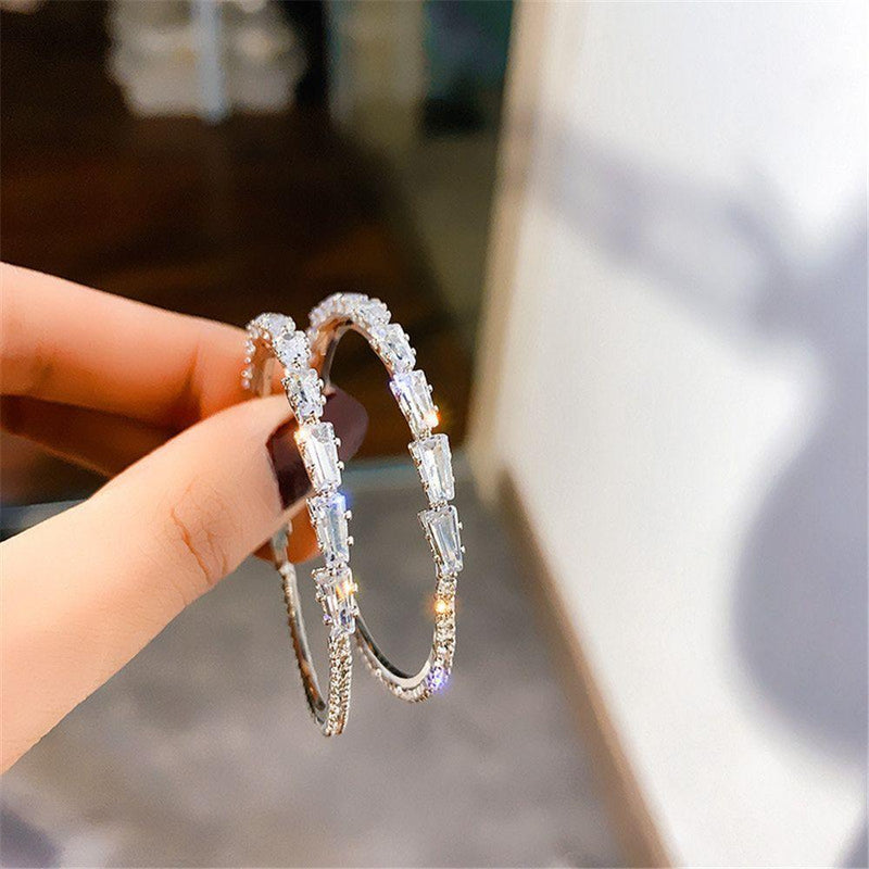 Elegant Gorgeous Drop Dangle Stud Crystal Round Shape Round Hoop Earrings