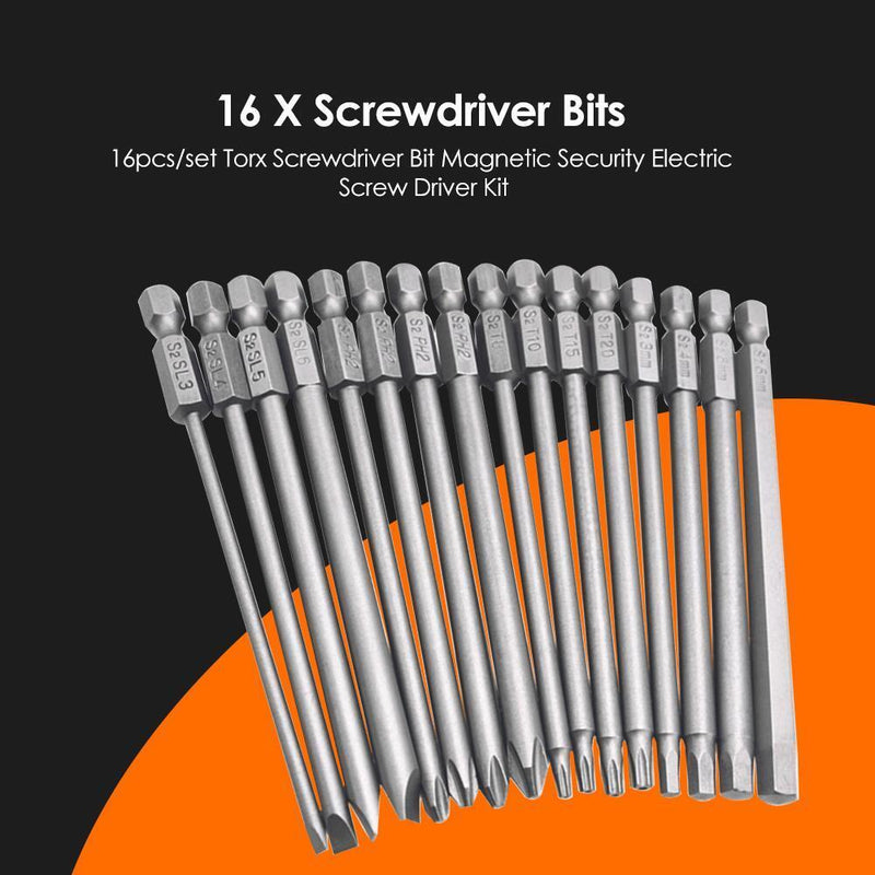 16pcs/set Torx Screwdriver Bit Magnetic Security Electric Screw Driver Kit Newly