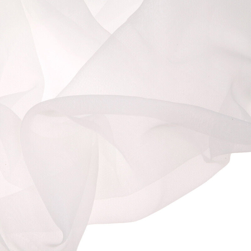 Solid Color Window Curtain Flower Pattern Sheer Voile Tulle Valance White