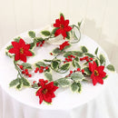 Red Berries Holly Leaves Rattan Christmas Flower Garland Home Decoration