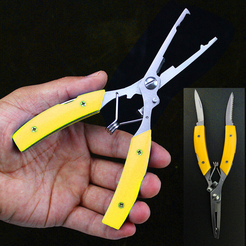 Stainless Steel Fishing Pliers Fishing Line Cutter Hook Remover (Yellow) Newly