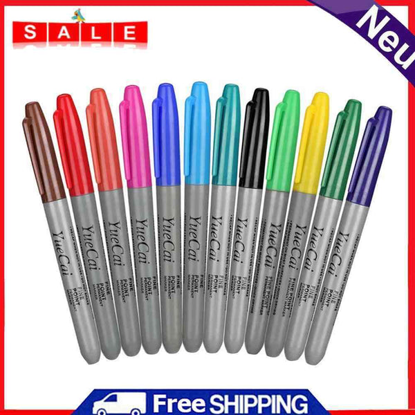 12pcs Professional Colorful Permanent Skin Marker Pens Tattoo Transfer Pen