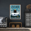 Hand Painted on Canvas DIY Cat in Bathtub Oil Paint By Numbers Drawing Kit Craft