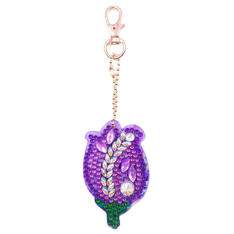 4pcs DIY Flowers Full Drill Special Shaped Diamond Painting Bag Keychain Jewelry