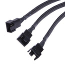 4-Pin PWM Fan Cable 1-3 Way Splitter Black Sleeves Extension Cable