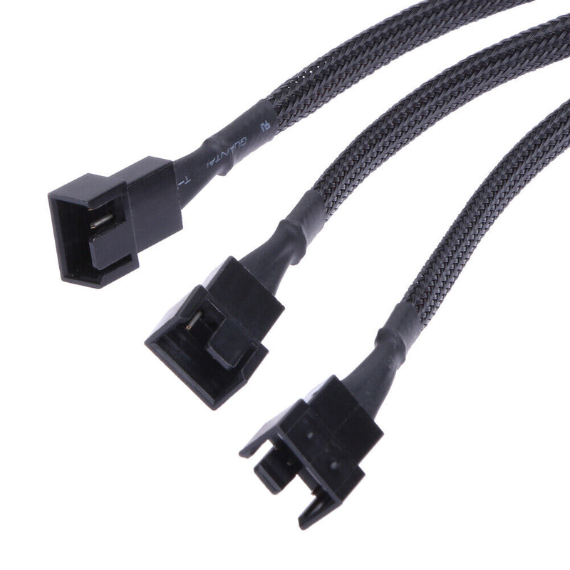 4-Pin PWM Fan Cable 1-3 Way Splitter Black Sleeves Extension Cable