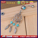 Dreamcatcher Net Rhinestone Dangle Belly Button Ring Body Piercing Blue