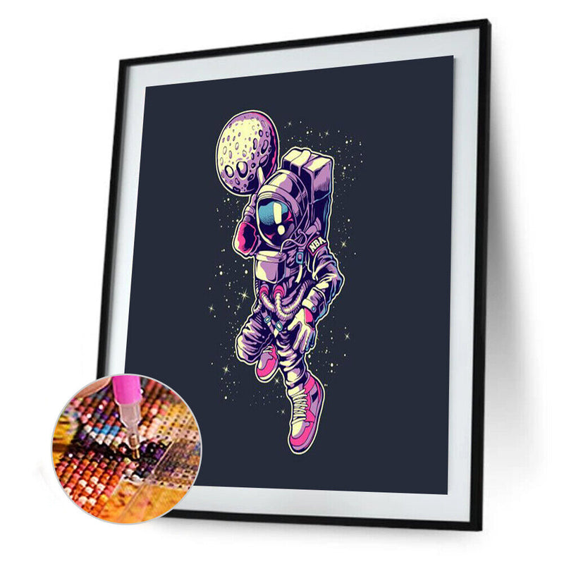 5D DIY Cartoon Astronaut Full Round Diamond Painting Picture Kits Wall Art Craft