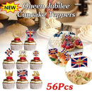 Queen Cake Topper British Flag Platinum Jubilee Union Cake Card Insertion