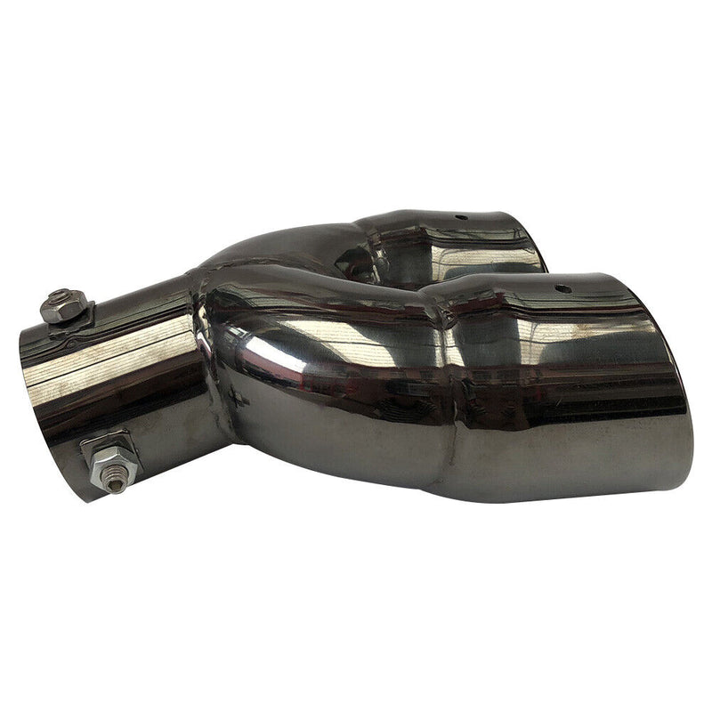 Car Bent Dual Exhaust Muffler Tip Bolt-on Slant Cut Black Titanium (76mm) Newly