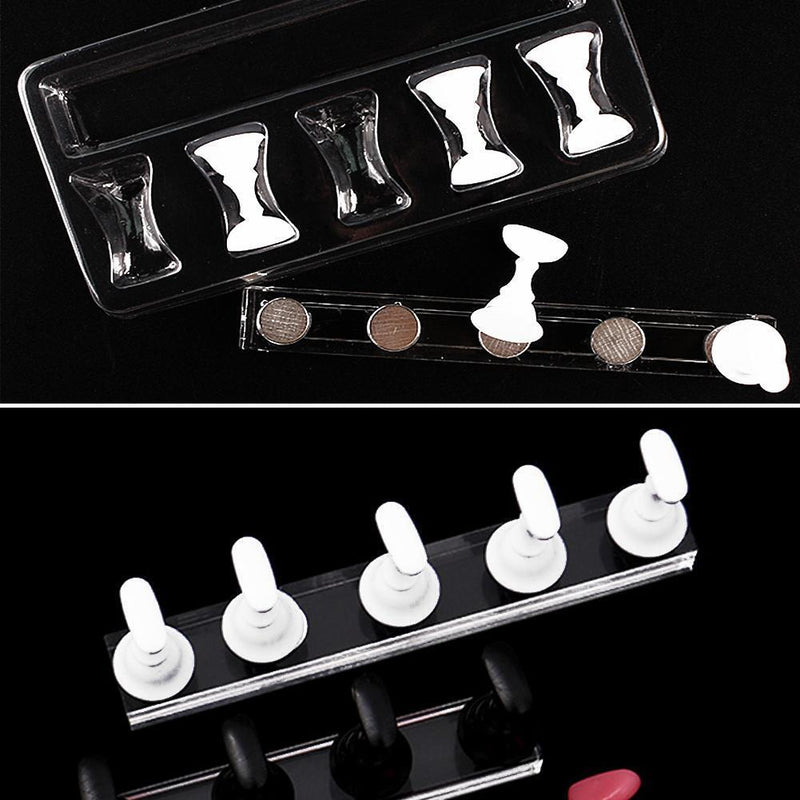 Magnetic Nail Holder Acrylic Crystal Shelf Training Display Stand (White