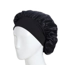 Solid Color Satin Bonnet Women Night Headband Hair Styling Caps (Black)