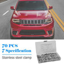 70pcs 7 Sizes Stainless Steel Single Ear Pants Clamps Clips Air Fuel Pipe Clips