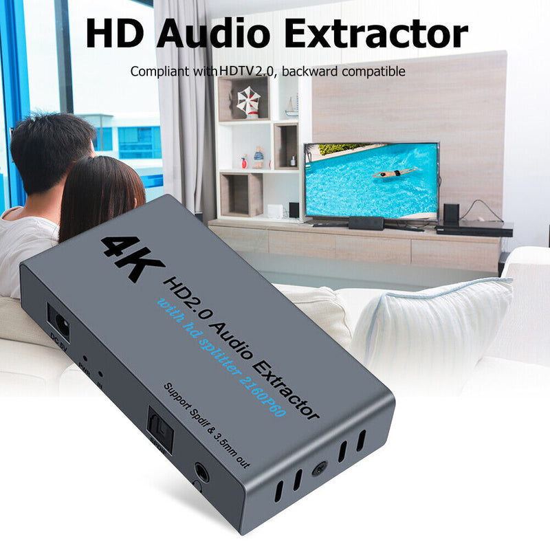 E12A 4K HDMI-compatible 2.0 Splitter 1 In 2 Out with SPDIF + 3.5mm Audio Ex