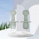 2pcs Baby Silicone Fork Spoon Set Toddler Learn To Eat Children Soft Utensi