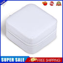 Portable Zipper Mini Jewelry Case Travel Ring Holder Earrings Box (White)