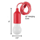 LED Hanging Light Bulb Battery Powered Colorful Pull Cord Bulbs (Red) Newly