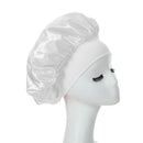 Women Night Sleep Hair Cap Satin Adjustable Curly Hair Styling Hat (White)