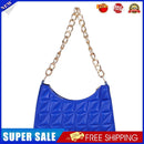 Women PU Leather Chain Messenger Bag Lady Lattice Crossbody (Blue)
