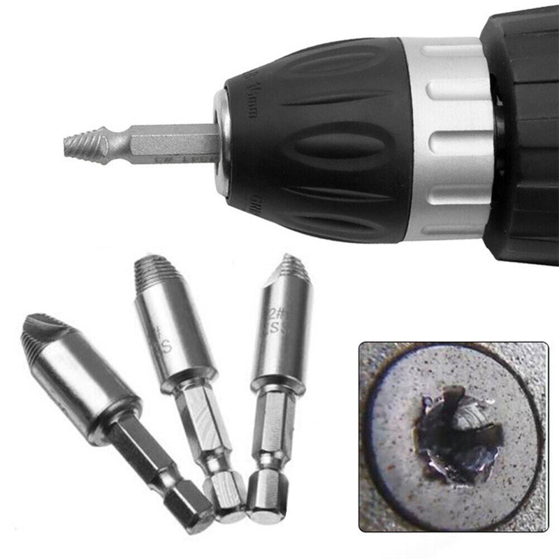 5pcs Damaged Screw Extractor Drill Bit Set Broken Bolt Remover + Drill Chuck