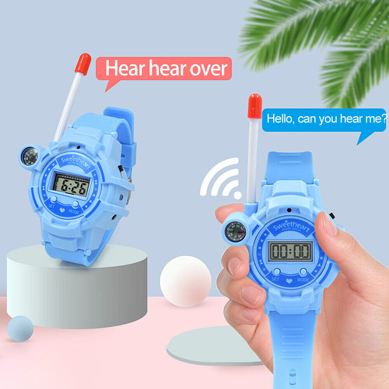 2pcs Watch Wireless Walkie Talkie Long Distance Call Kids Toys (Blue) Newly