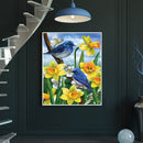 Bird and Flower Oil Paint By Numbers DIY Handpainted on Canvas Wall Art Pic