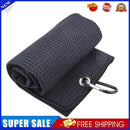 Waffle Microfiber Golf Ball Club Cleaning Towel with Carabiner Hook (Black)