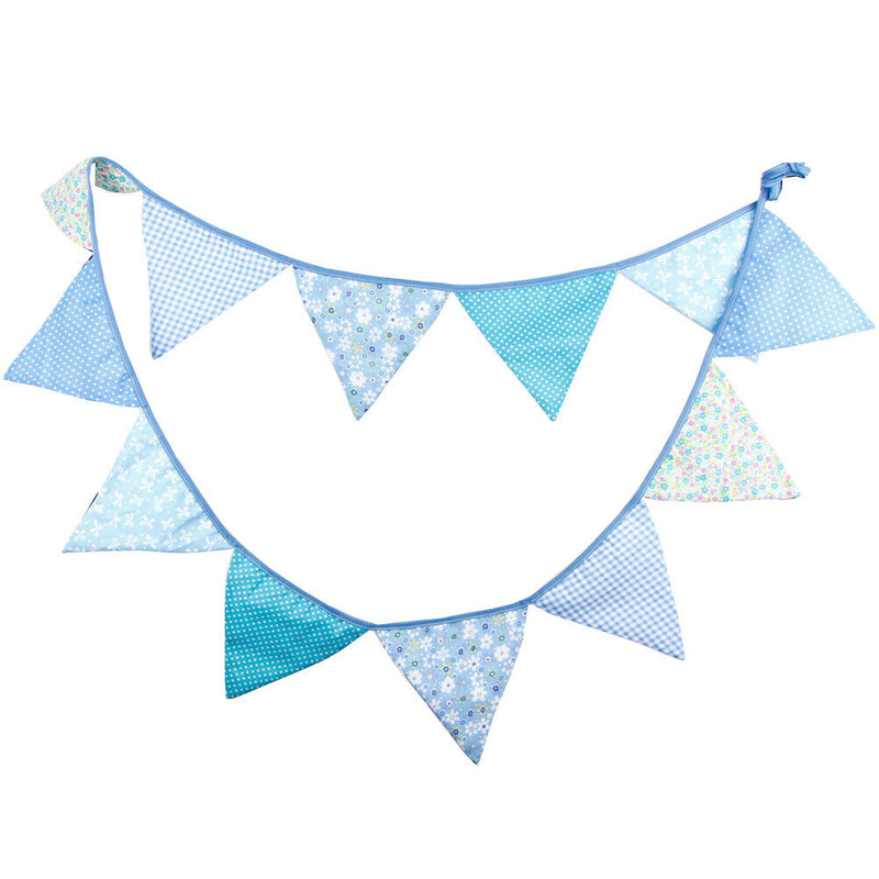 12 Flags 3.2m Blue Cotton Party Wedding Pennant Bunting Banner Decor