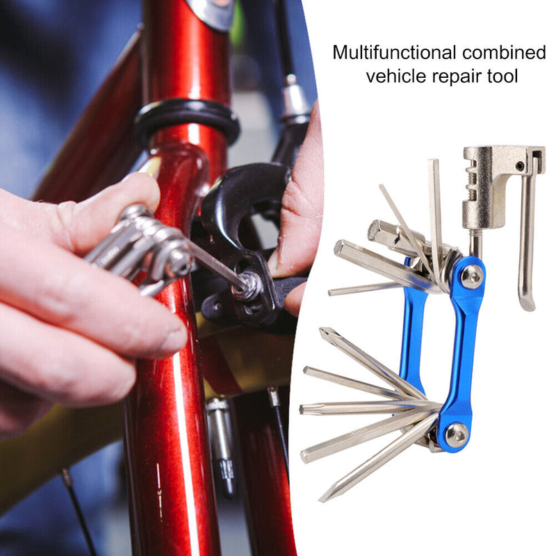 11 in 1 MTB Bike Repair Tools Kit Multifunctional Maintenance Tool (Blue) Newly