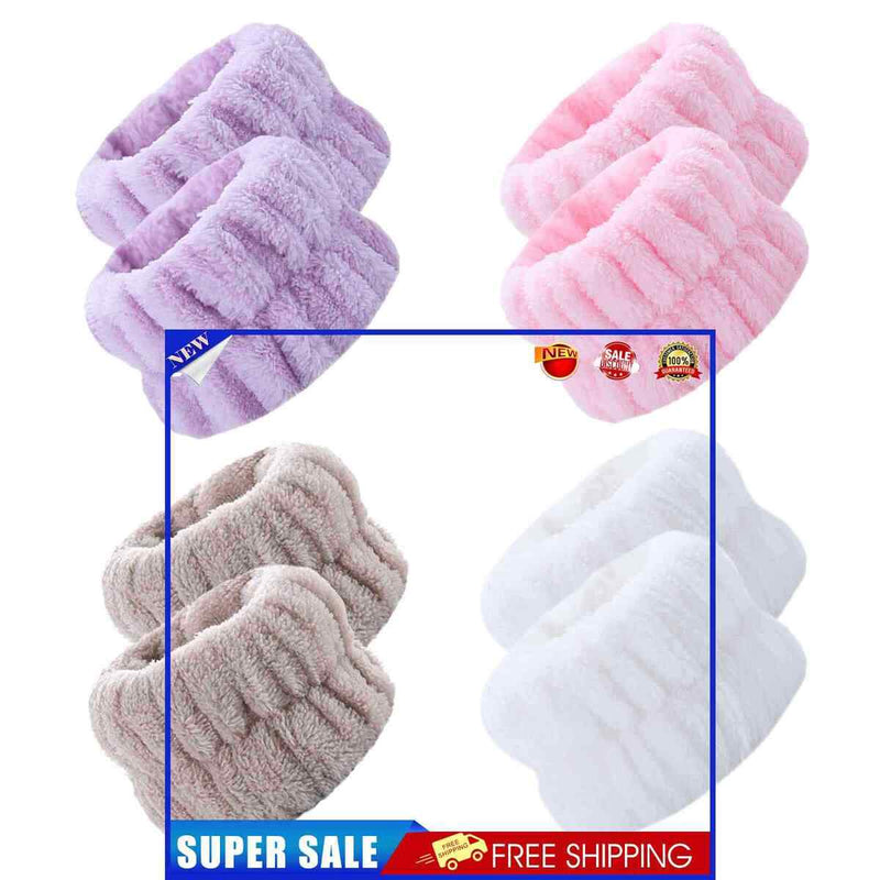 #A 4 Pairs Wrist Spa Washband Wash Towel Band Scrunchies for Washing Face Reusab