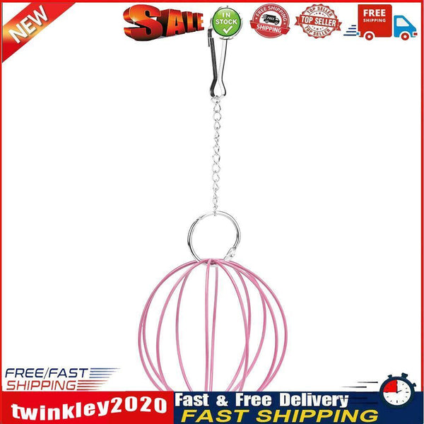 Stainless Steel Plating Pet Hay Manger Food Ball Rabbit Grass Rack (Pink) Newly