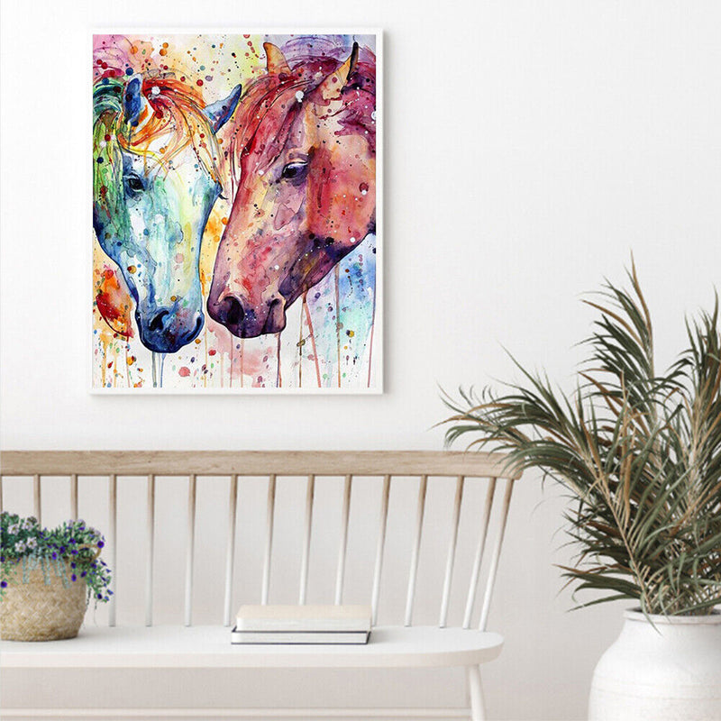 Hand Painted Oil Paint by Numbers DIY Horse Drawing Wall Hanging Decoration