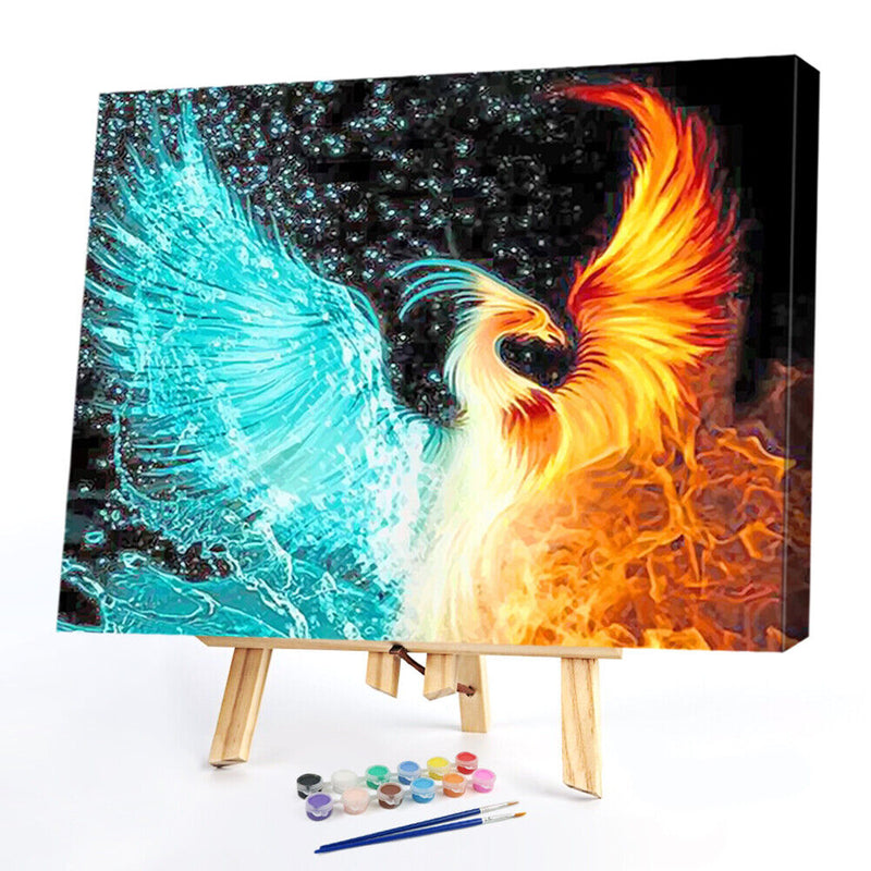 Art Canvas Oil Kit Drawing By Numbers Ice Fire Phoenix DIY Hand Painted Painting